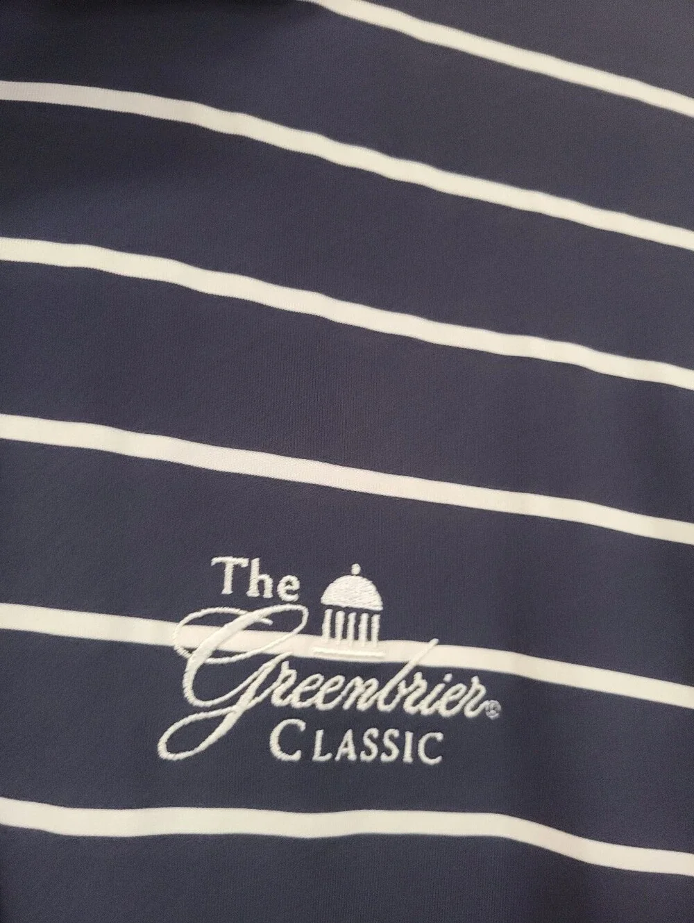 RLX Ralph Lauren Golf Polo Men's XL Navy Blue Stripped Greenbrier PGA